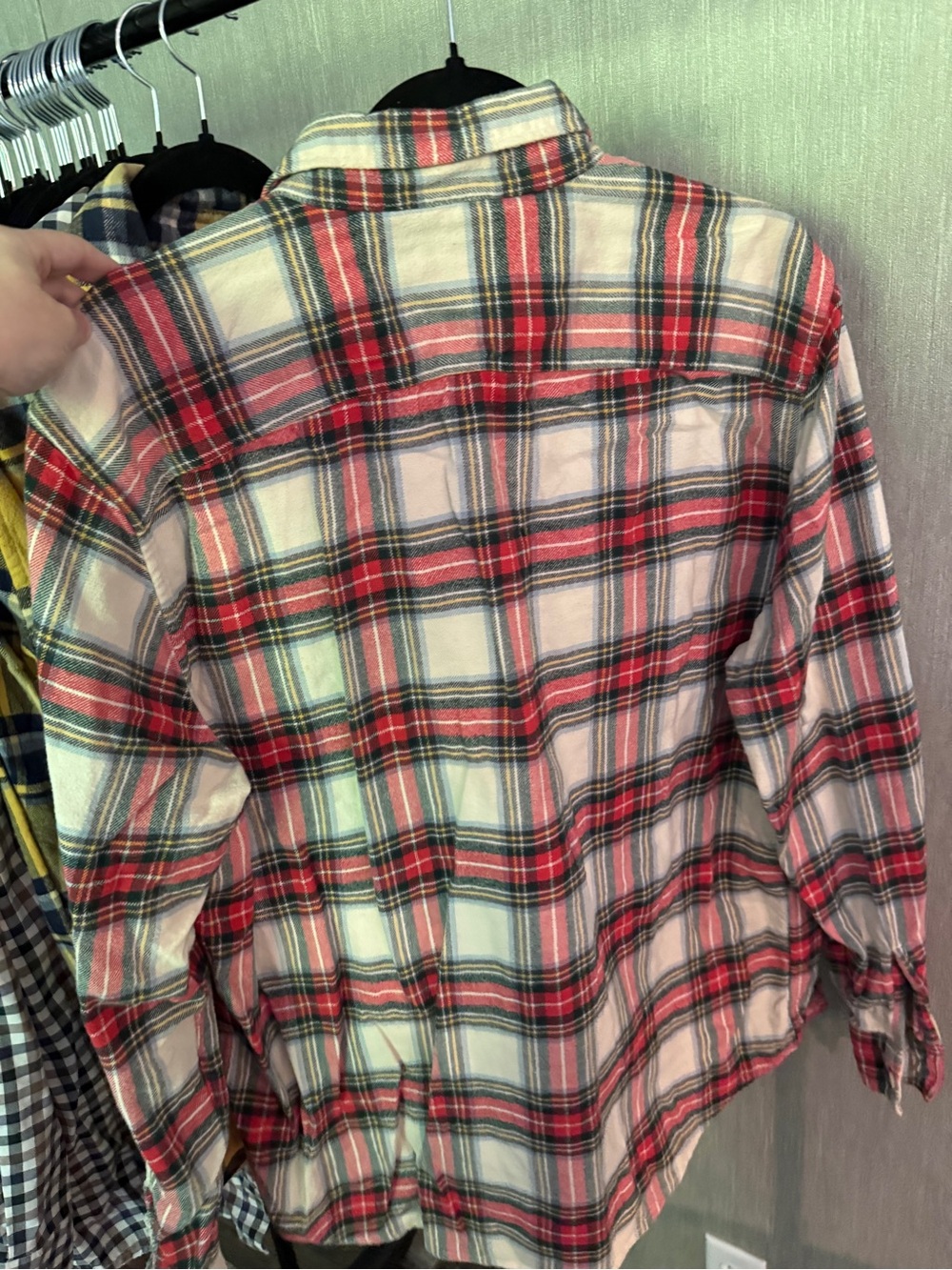 American Eagle Outfitters Red, White and Blue Plaid Flannel Shirt